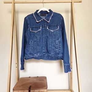 Denim Jacket with Pink Trim